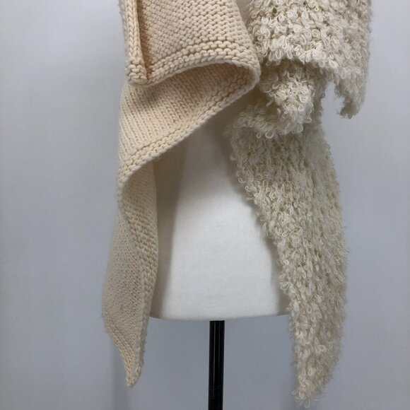 Cecile Bénac Creme Wool Alpaca Polyamide Vest Cardigan Contrast Fuzzy Knit SP - Picture 8 of 16